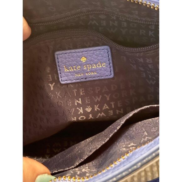 Kate Spade New York Blue Pebbled Leather Zipper Crossbody Purse Bag - Picture 6 of 10